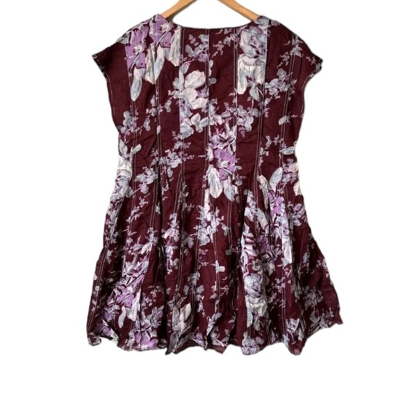 Free People Sully Mini Dress Floral Raisin Combo Festival Boho - Picture 7 of 16